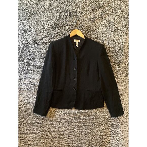 Talbots Women’s 12 Blazer Stretch Jacket Solid Black Button Down Long Sleeve - Picture 2 of 10